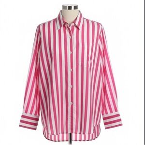 J.CREW Garçon Pink White Striped Organic Cotton Button Down Shirt 8